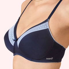 Valentine Cotton Bra – Lightly Padded, Wire-Free, Seamless Full Coverage T-Shirt Bra with Lace Trim