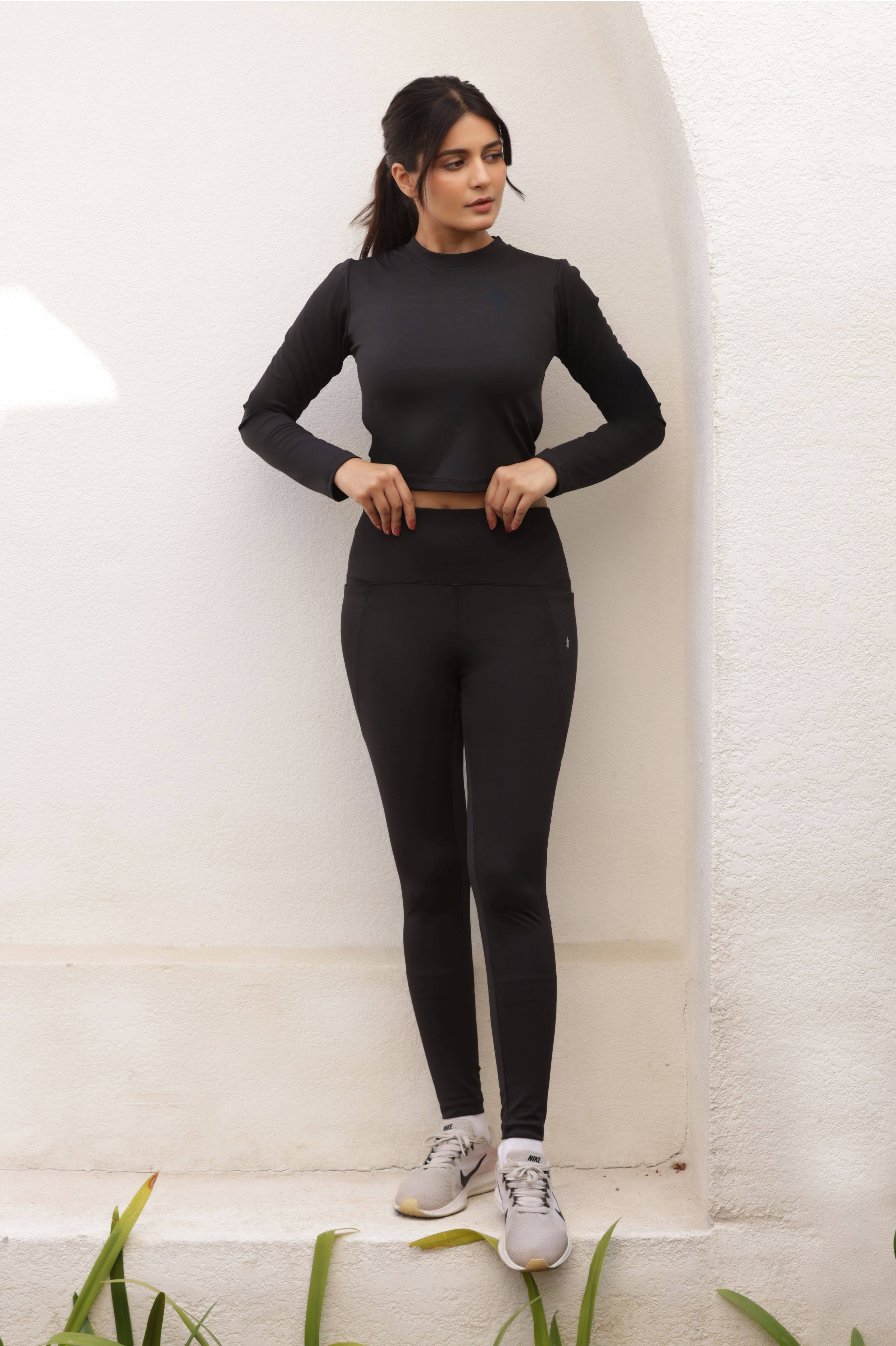 The Georgina High-Waisted Multi-Pocket Gym Co-Ord Set | Black