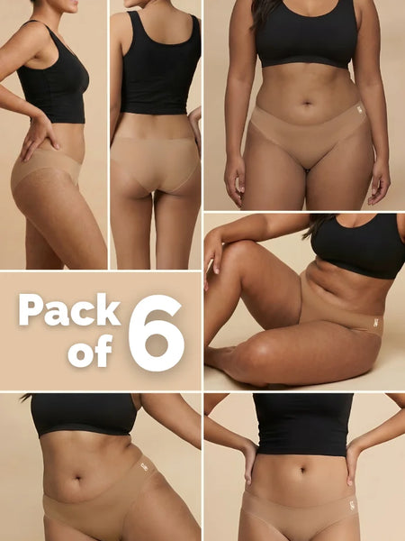 6 Pack - Beige Low-waist Seamless Underwear