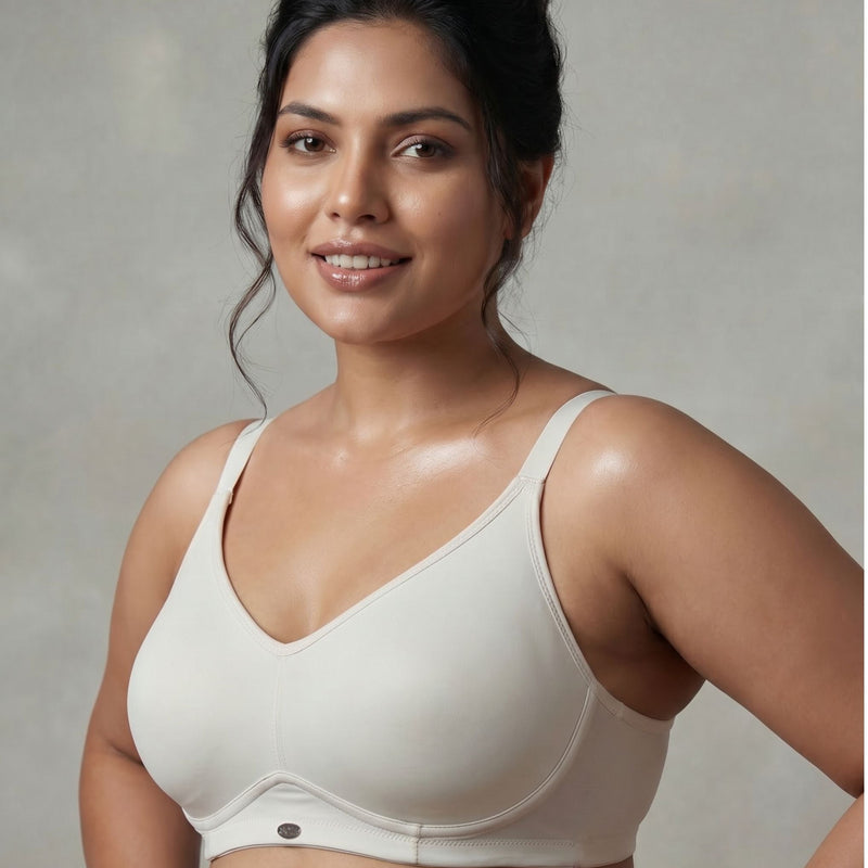 Full Coverage Non Padded Non Wired full Support: Spacer Fabric Cup T-shirt Bra