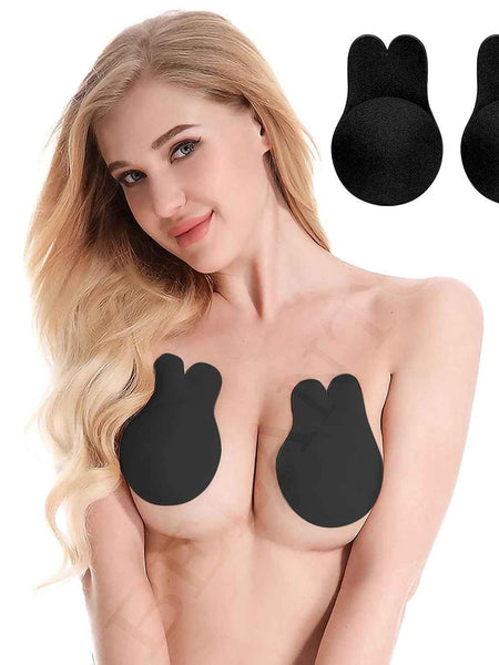 Brachy Black Sticky Adhesive Silicone Invisible Push Up Backless Strapless Nipple Cover Bra