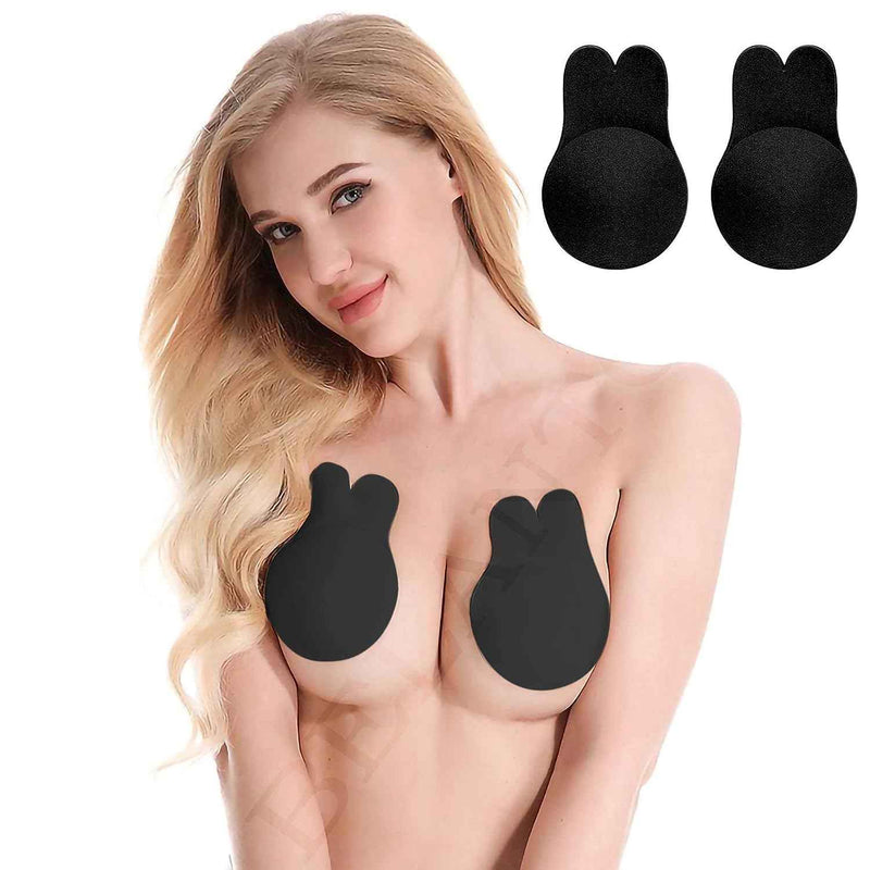 Brachy Black Sticky Adhesive Silicone Invisible Push Up Backless Strapless Nipple Cover Bra