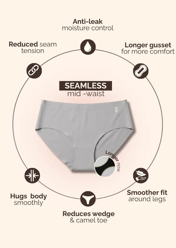 4 Pack - Grey Mid-waist Seamless Underwear