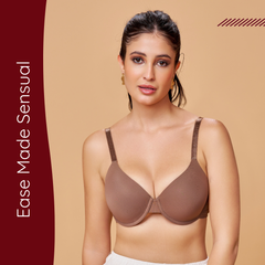 MAROON Brown Seamless Padded Underwired Full Coverage T-Shirt Bra for Women