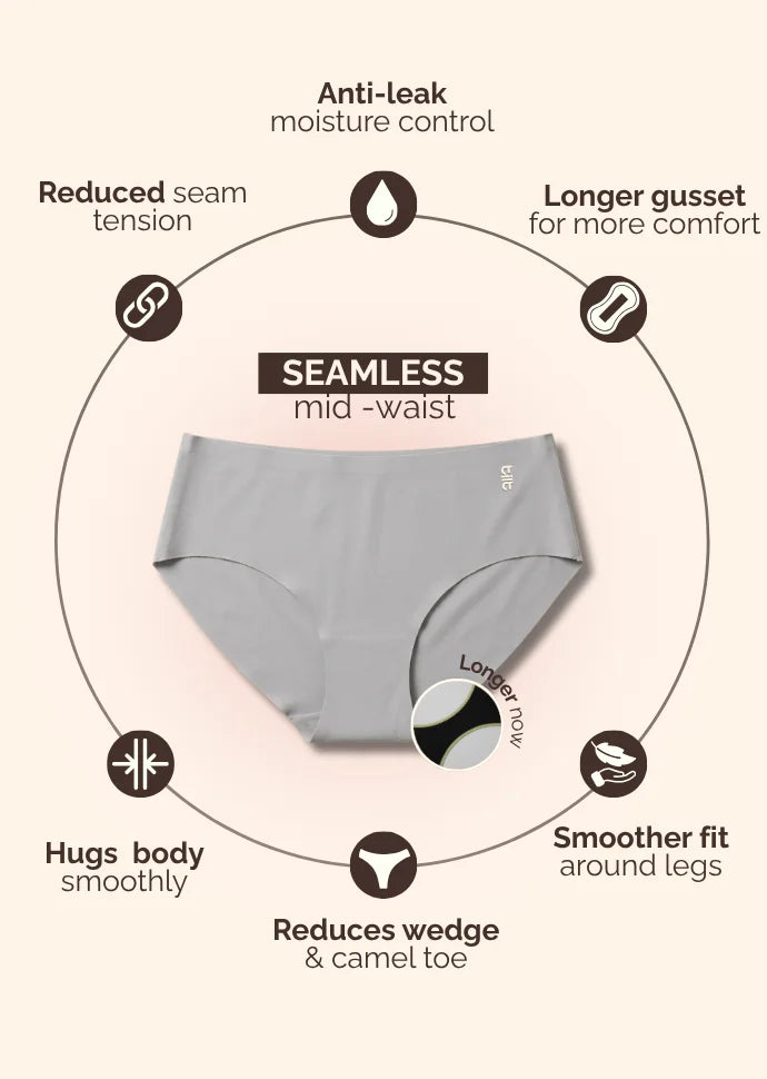 3 Pack - Grey Mid-waist Seamless Underwear