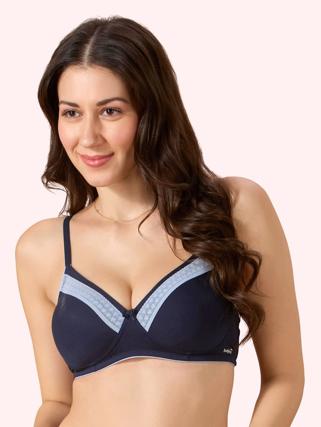 Valentine Cotton Bra – Lightly Padded, Wire-Free, Seamless Full Coverage T-Shirt Bra with Lace Trim