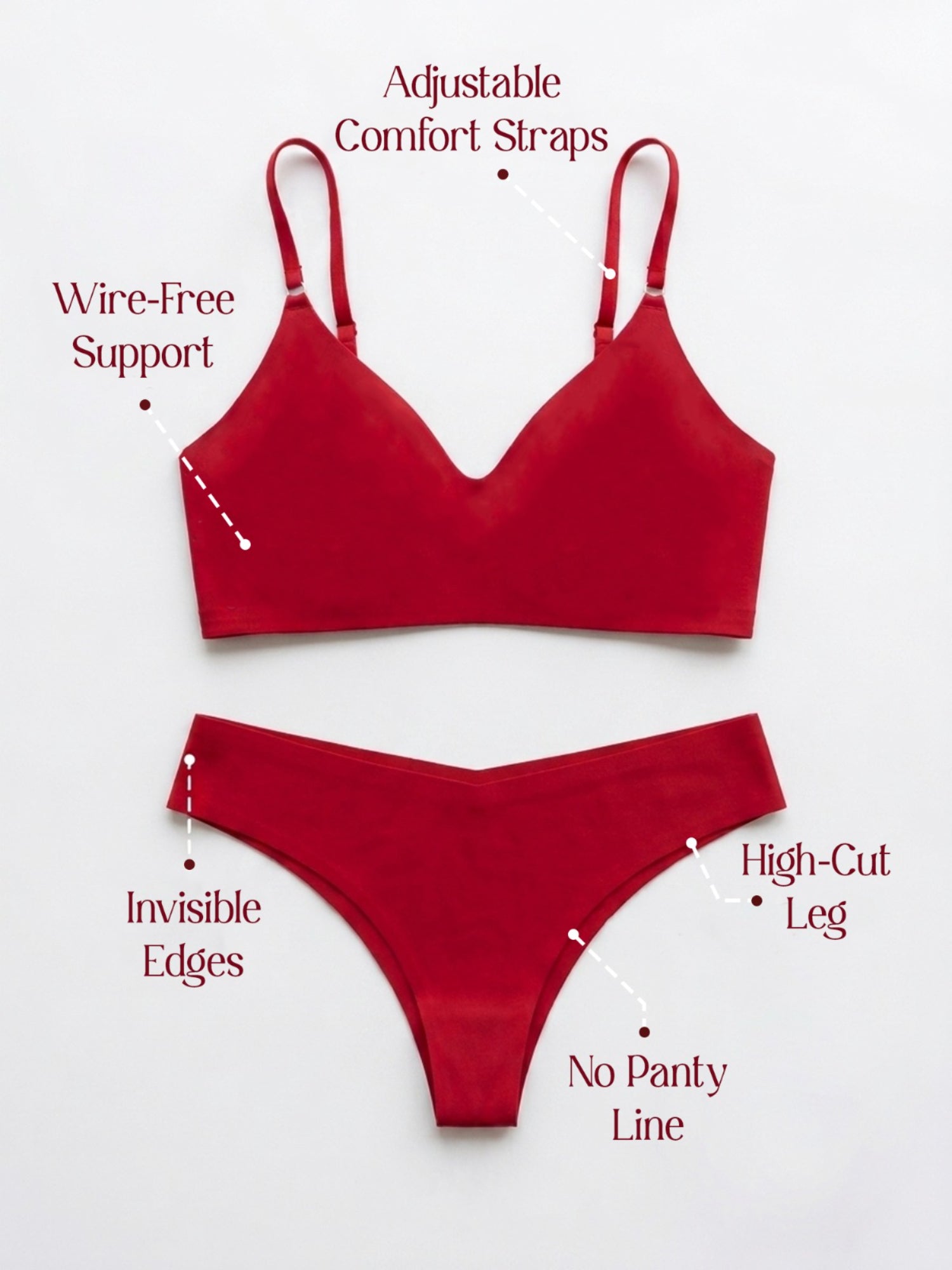 Chelvet Red Seamless Lingerie Set