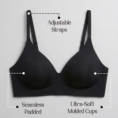 Chelvet Black Seamless Padded Slip-on Bra