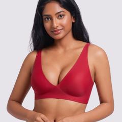 Cleo – Red Wireless Plunge Neck Bra