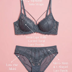 Non-Padded Underwired Lace Bra & Panty Set