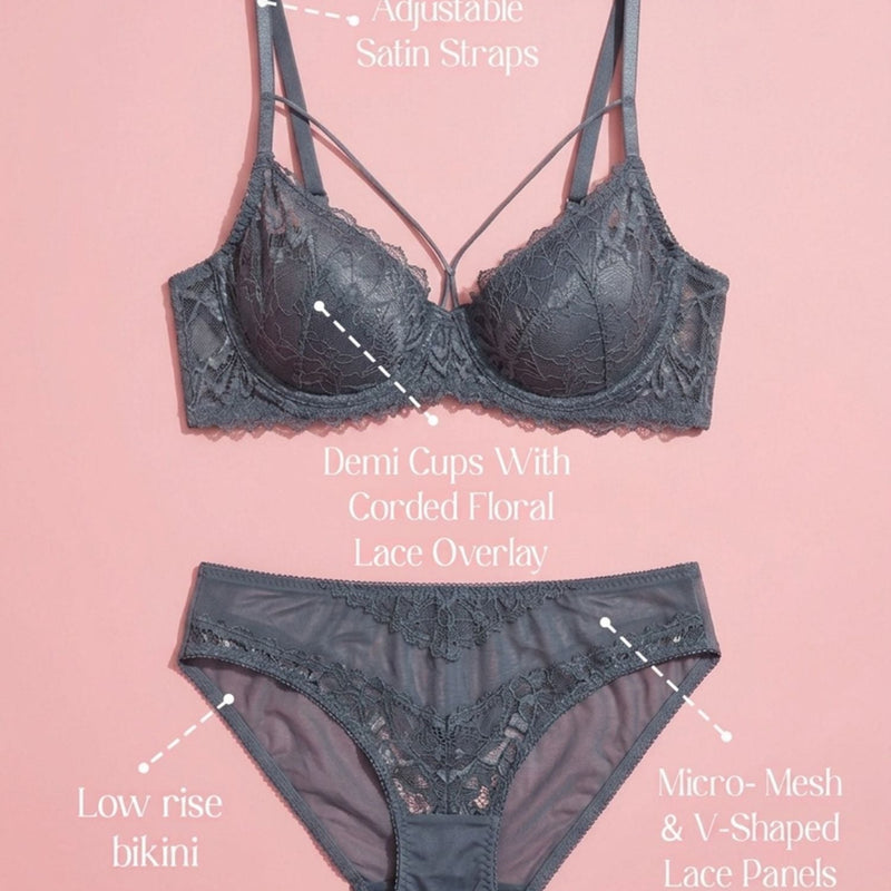 Non-Padded Underwired Lace Bra & Panty Set