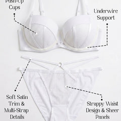 Demi Cup White Padded Underwired Bra & Brief Set