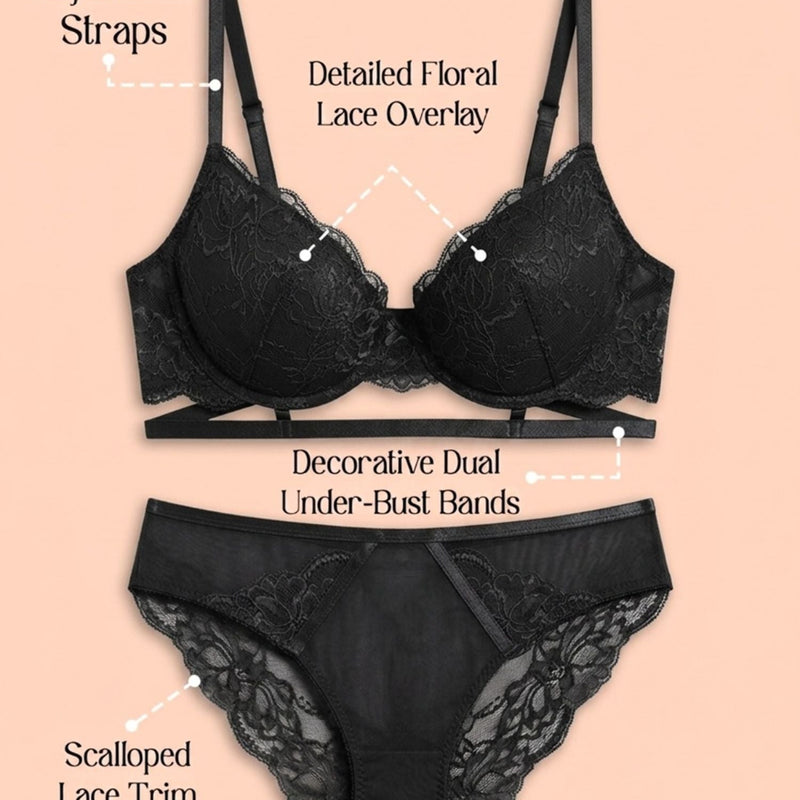 Padded Underwired Lace Bra & Panty Set