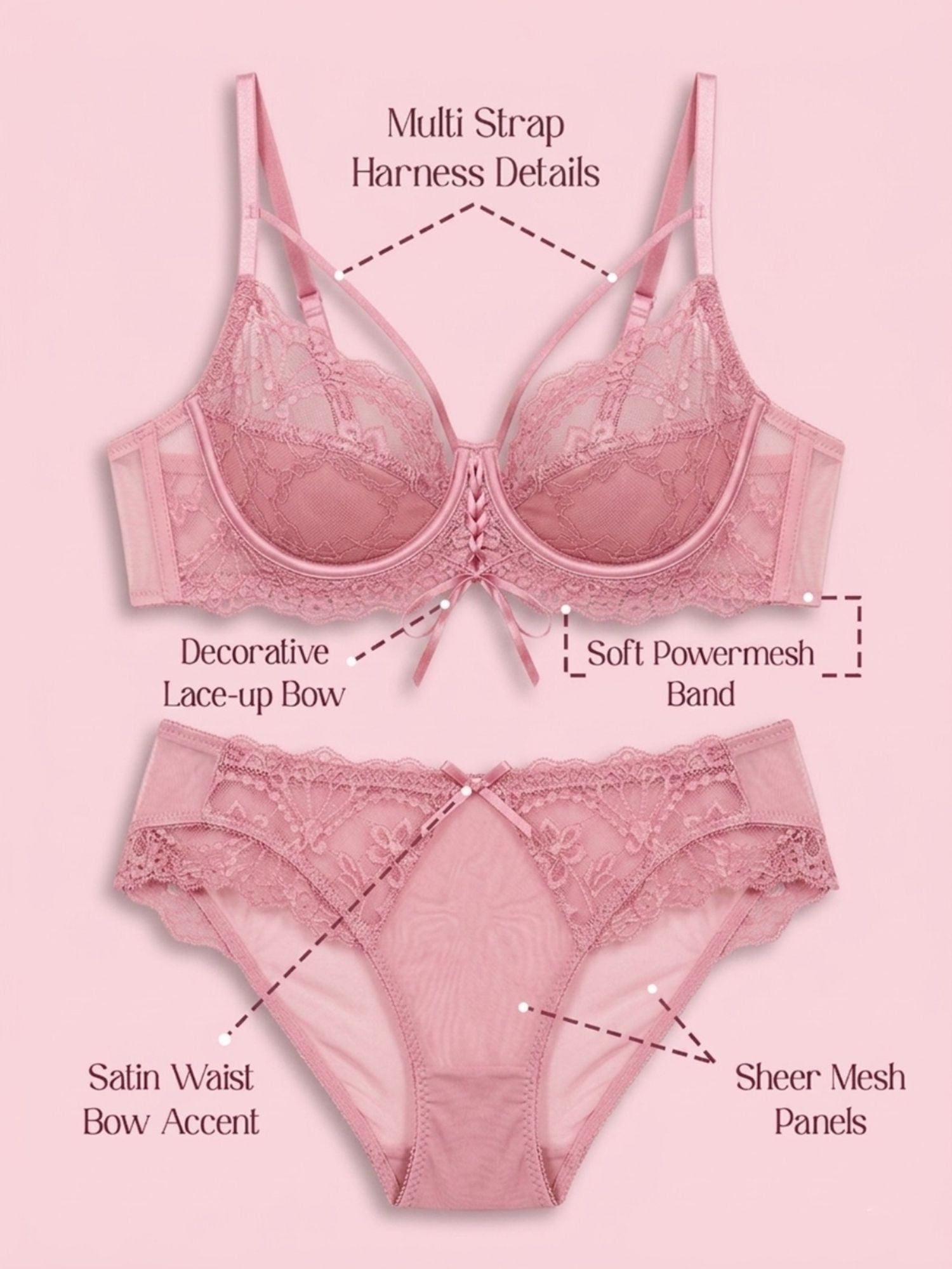 Non-Padded Underwired Lace Bra & Panty Set