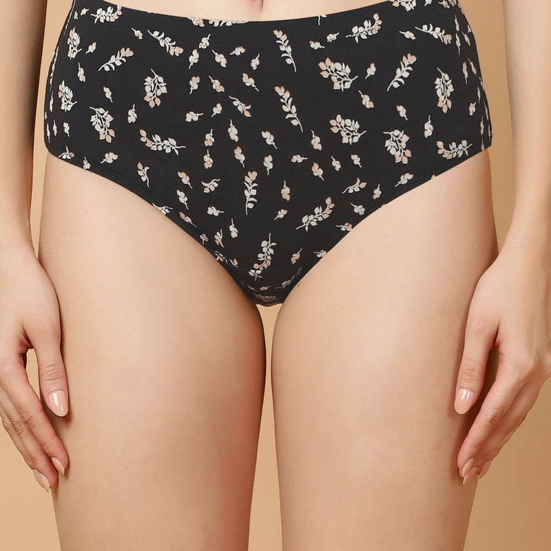 Tummy-Smoothing Printed High Waist Cotton Briefs – Pack of 3