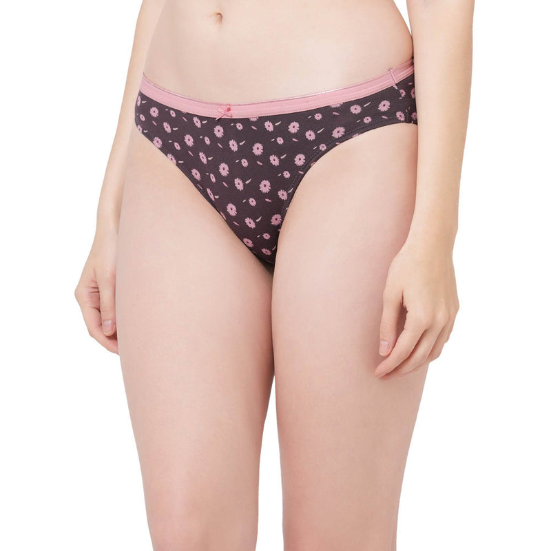 SOIE Woman - Mid Rise Medium Coverage Solid and Printed Cotton Stretch Brief Panty (Pack of 3) - Panty -for Women