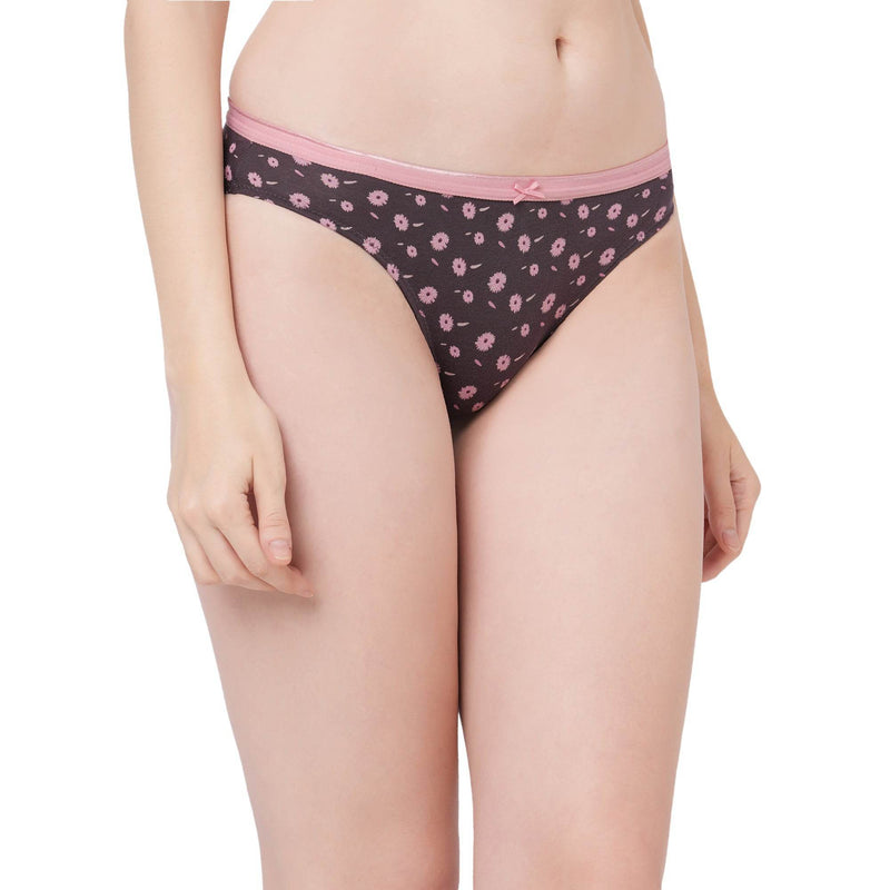 SOIE Woman - Mid Rise Medium Coverage Solid and Printed Cotton Stretch Brief Panty (Pack of 3) - Panty -for Women