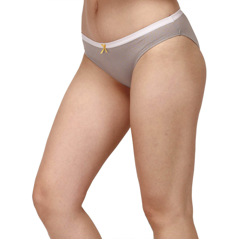 SOIE Woman - Mid Rise Medium Coverage Solid and Printed Cotton Stretch Brief Panty (Assorted Pack of 3) - Panty -for Women