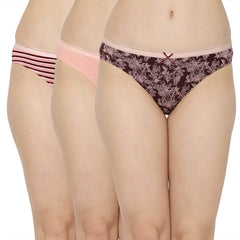 SOIE Woman - Mid Rise Medium Coverage Solid and Printed Cotton Stretch Brief Panty (Pack of 3) - Panty -for Women