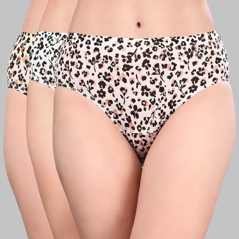 SOIE Woman - High Rise Full Coverage Printed Stretch Cotton Hipster Panty (Pack of 3) - Panty -for Women