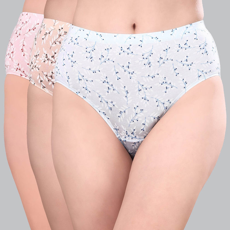 SOIE Woman - High Waist Full Coverage Printed Stretch Cotton Briefs (Pack of 3) - Panty -for Women