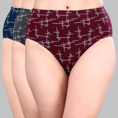 SOIE Woman - High Waist Full Coverage Printed Stretch Cotton Briefs (Pack of 3) - Panty -for Women