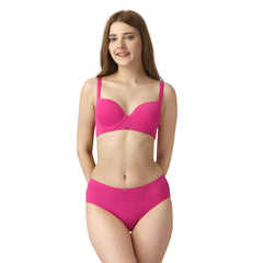 SOIE Woman - Medium Coverage Padded Wired T-shirt Bra with High Rise Full Coverage Brief - -for Women