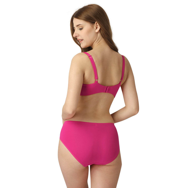 SOIE Woman - Medium Coverage Padded Wired T-shirt Bra with High Rise Full Coverage Brief - -for Women