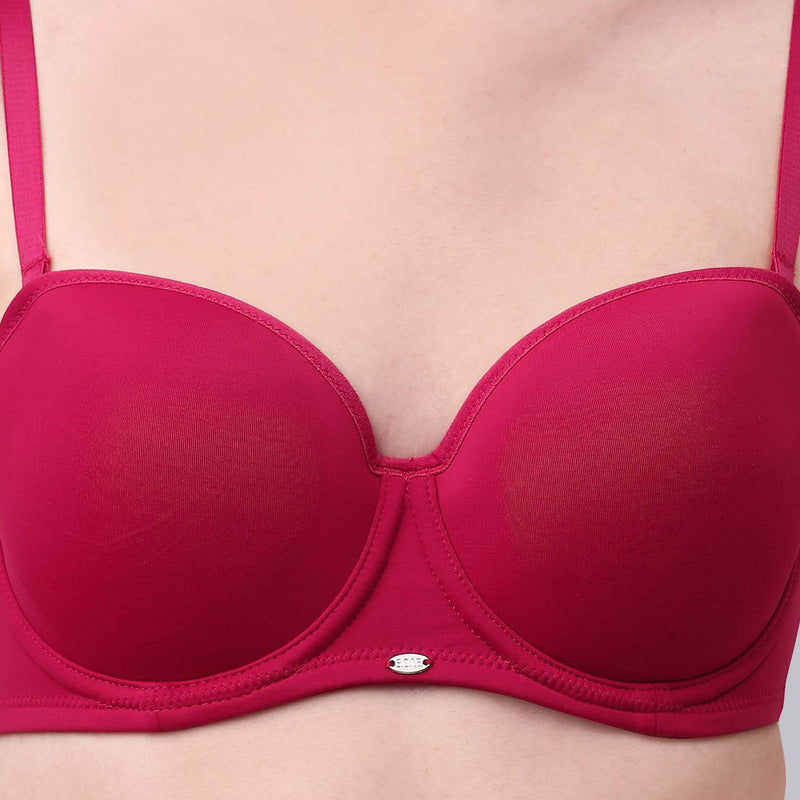 SOIE Woman - Medium Coverage Padded Wired Multiway Strapless Bra with Detachable Straps - Bra -for Women