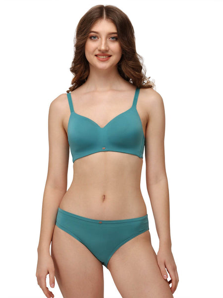 SOIE Woman - Full coverage Padded Non Wired Seamless Bra with Medium Coverage Brief - -for Women