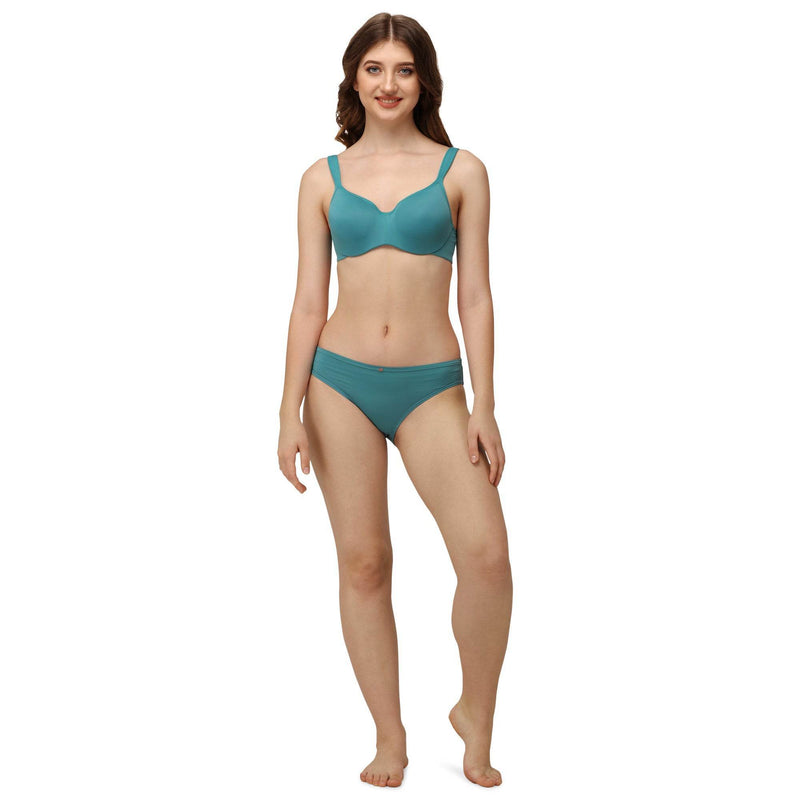 SOIE Woman - Full coverage Sweetheart neckline padded wired bra with Medium coverage brief - -for Women