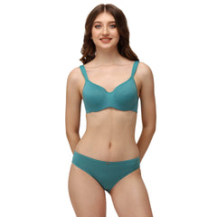 SOIE Woman - Full coverage Sweetheart neckline padded wired bra with Medium coverage brief - -for Women