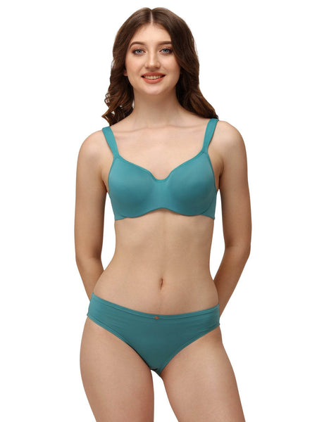 SOIE Woman - Full coverage Sweetheart neckline padded wired bra with Medium coverage brief - -for Women