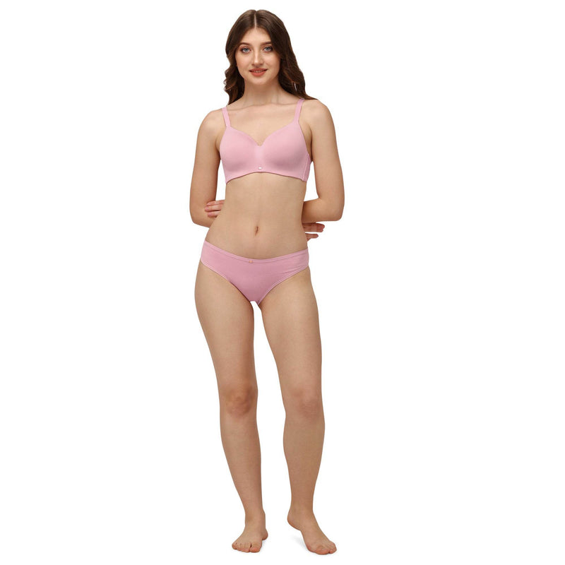 SOIE Woman - Full coverage Padded Non Wired Seamless Bra with Medium Coverage Brief - -for Women