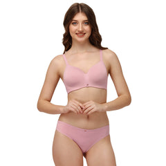 SOIE Woman - Full coverage Padded Non Wired Seamless Bra with Medium Coverage Brief - -for Women