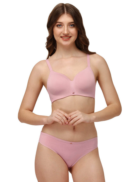 SOIE Woman - Full coverage Padded Non Wired Seamless Bra with Medium Coverage Brief - -for Women