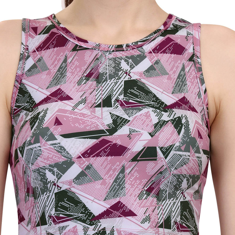 SOIE Woman - Quick-Dry Printed Sleeveless Crop Top & High-Waist Legging Set - Athleisure Set -for Women