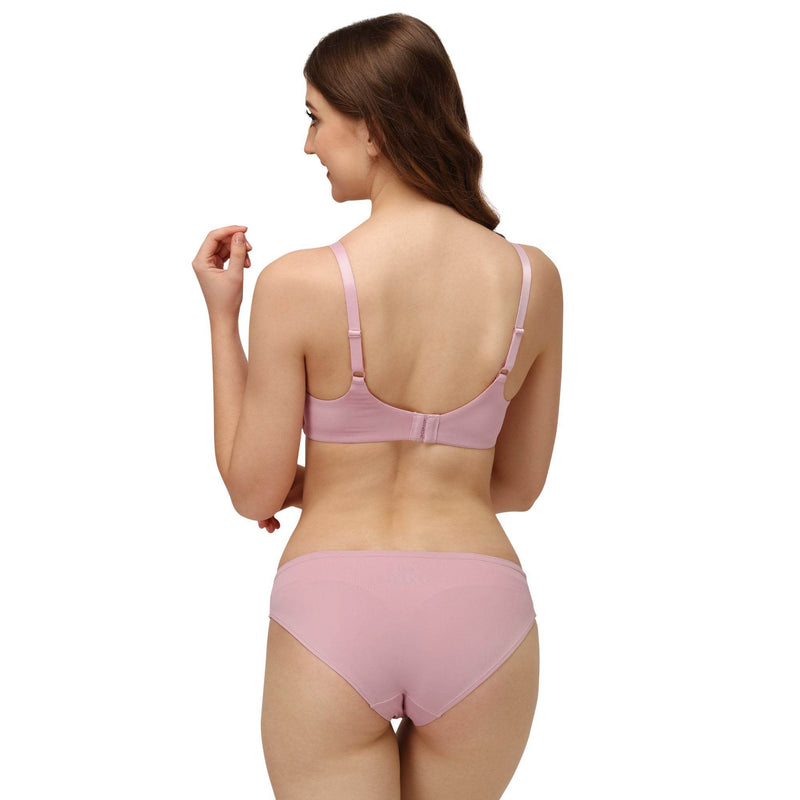 SOIE Woman - Full coverage Padded Non Wired Seamless Bra with Medium Coverage Brief - -for Women