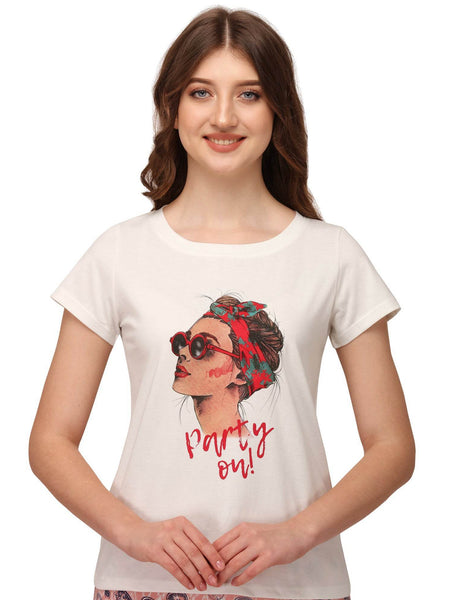 SOIE Woman - Half sleeve printed T-shirt - -for Women