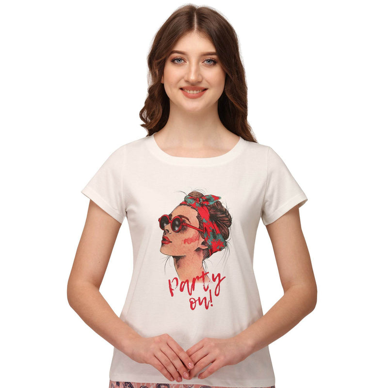 SOIE Woman - Half sleeve printed T-shirt - -for Women