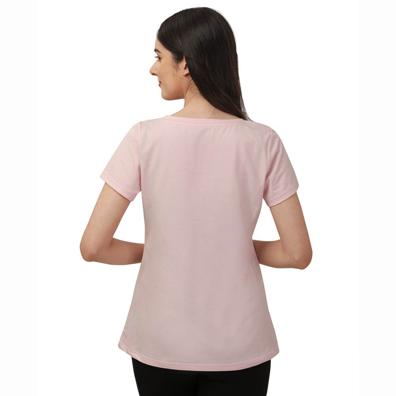 SOIE Woman - Half Sleeve Printed Soft Cotton Modal Lounge T-shirt - -for Women