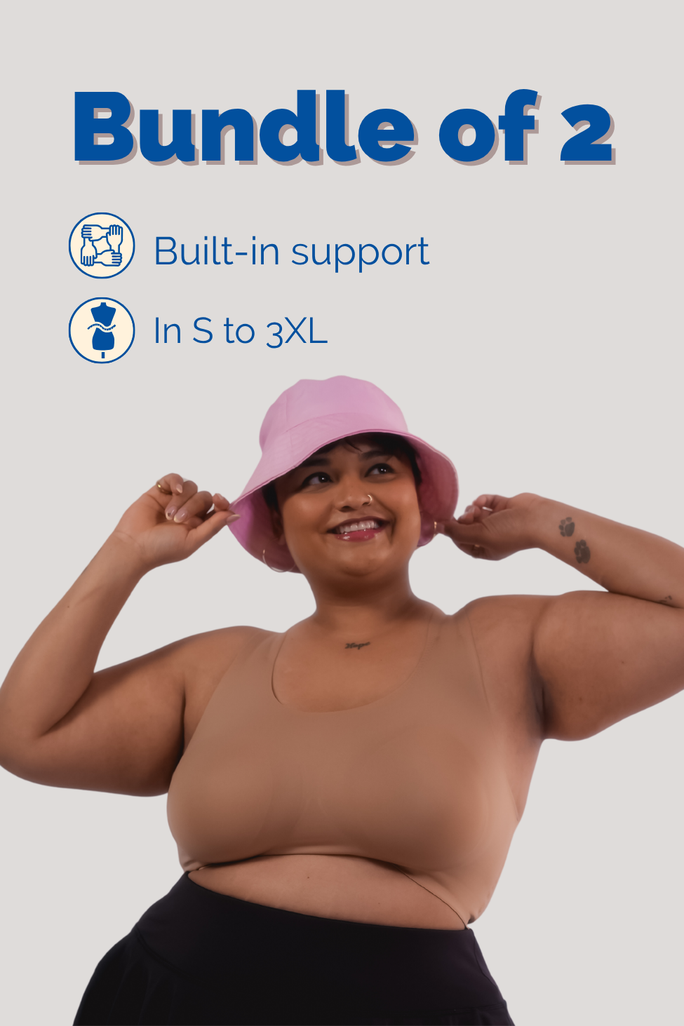 Fursat Crossback All-Size Bras for Women | Bundle of 2 - Beige & Pink 