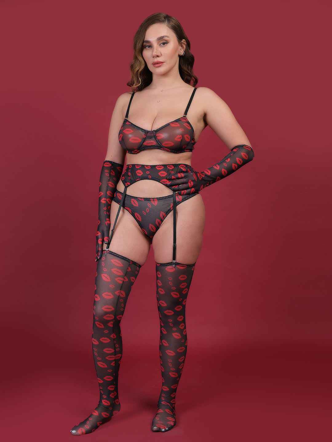 Brachy Women Sexy Net Printed Nightwear Baby Doll