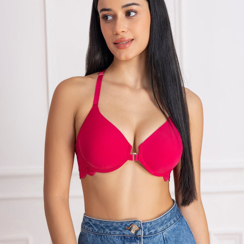 Front Open Padded Underwired T-Shirt Bra