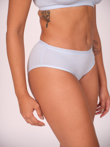 Mid Waist Hipster Panty With Outer Elastic Bundle Of 5 - (Baby Pink, Sky Blue, Ash Grey, Black & Beige)