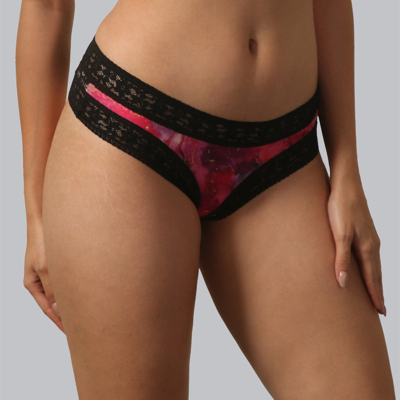Mid Rise Lace Back Printed Cheekini Panty