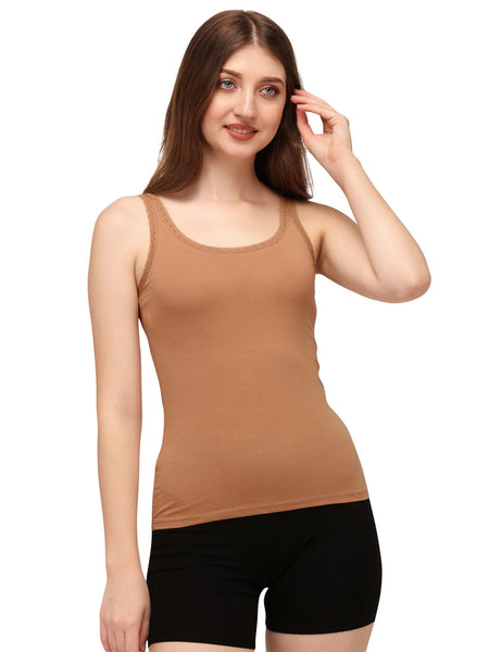 Cotton spandex Camisole with Lace Detailing