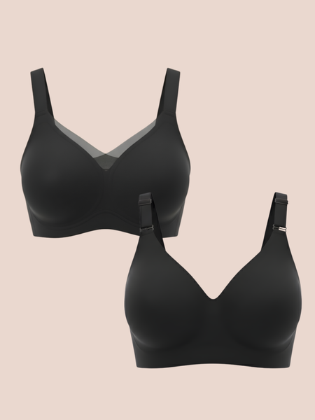 Everyday Black Duo- Bello & Vera Black Seamless Wirefree Bras