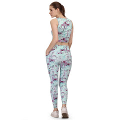 SOIE Woman - Quick-Dry Printed Sleeveless Crop Top & High-Waist Legging Set - Athleisure Set -for Women