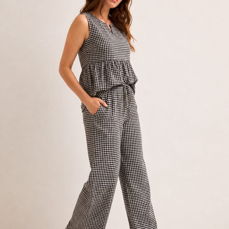 Summer Checks Peplum Top and Pyjama Set